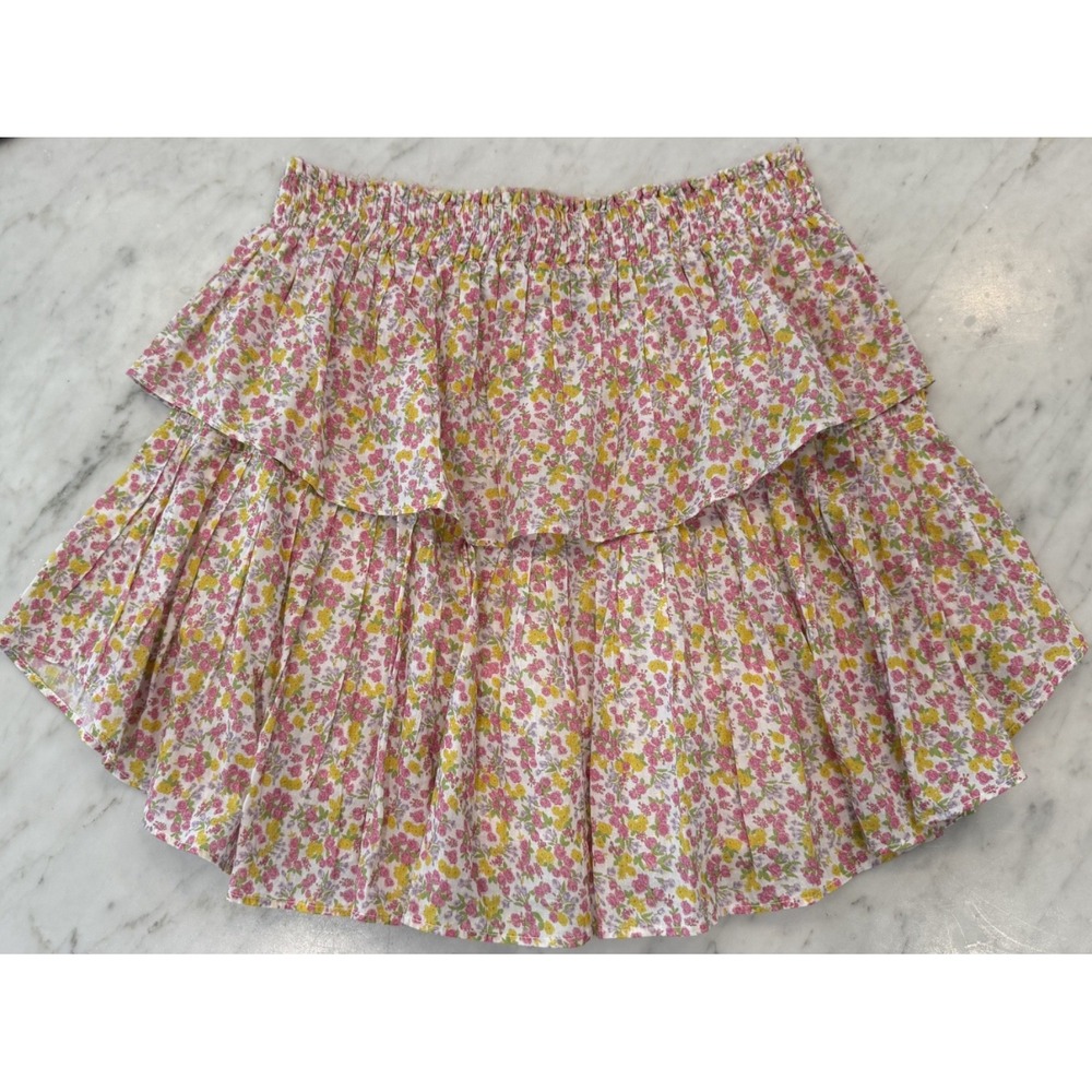love shack fancy floral mini skirt size small